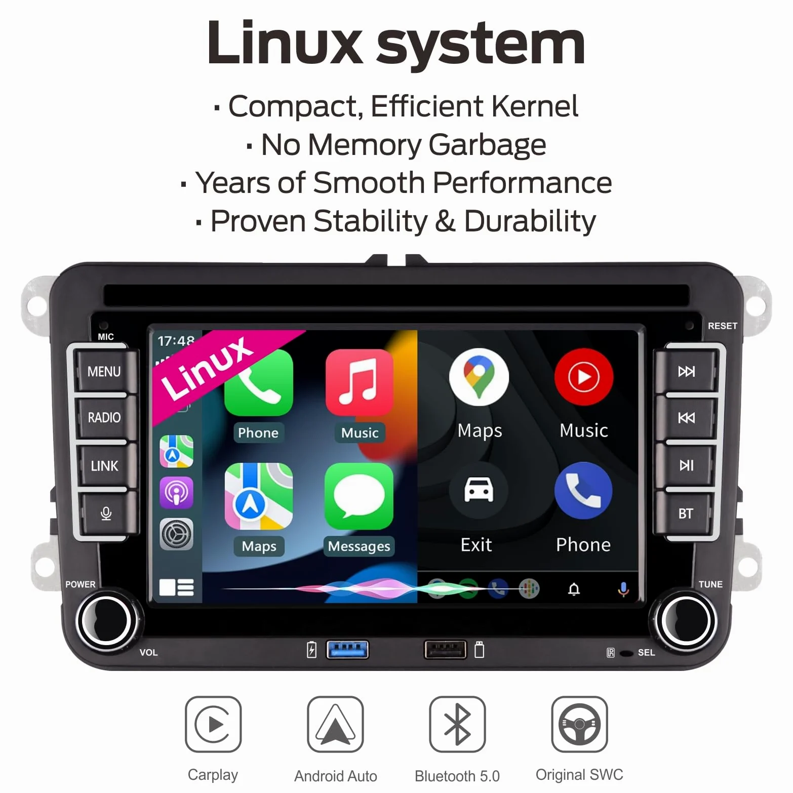 VW Autoradio Golf 5 6 Passat B6 Wireless CarPlay Android Auto DSP Bluetooth | Für Polo 5 6R Caddy Beetle,Plug & Play,Autom. Ein/Aus,Linux System,3s Schnellstart,Multifunktionslenkrad,HiFi,4x45W,FM RDS