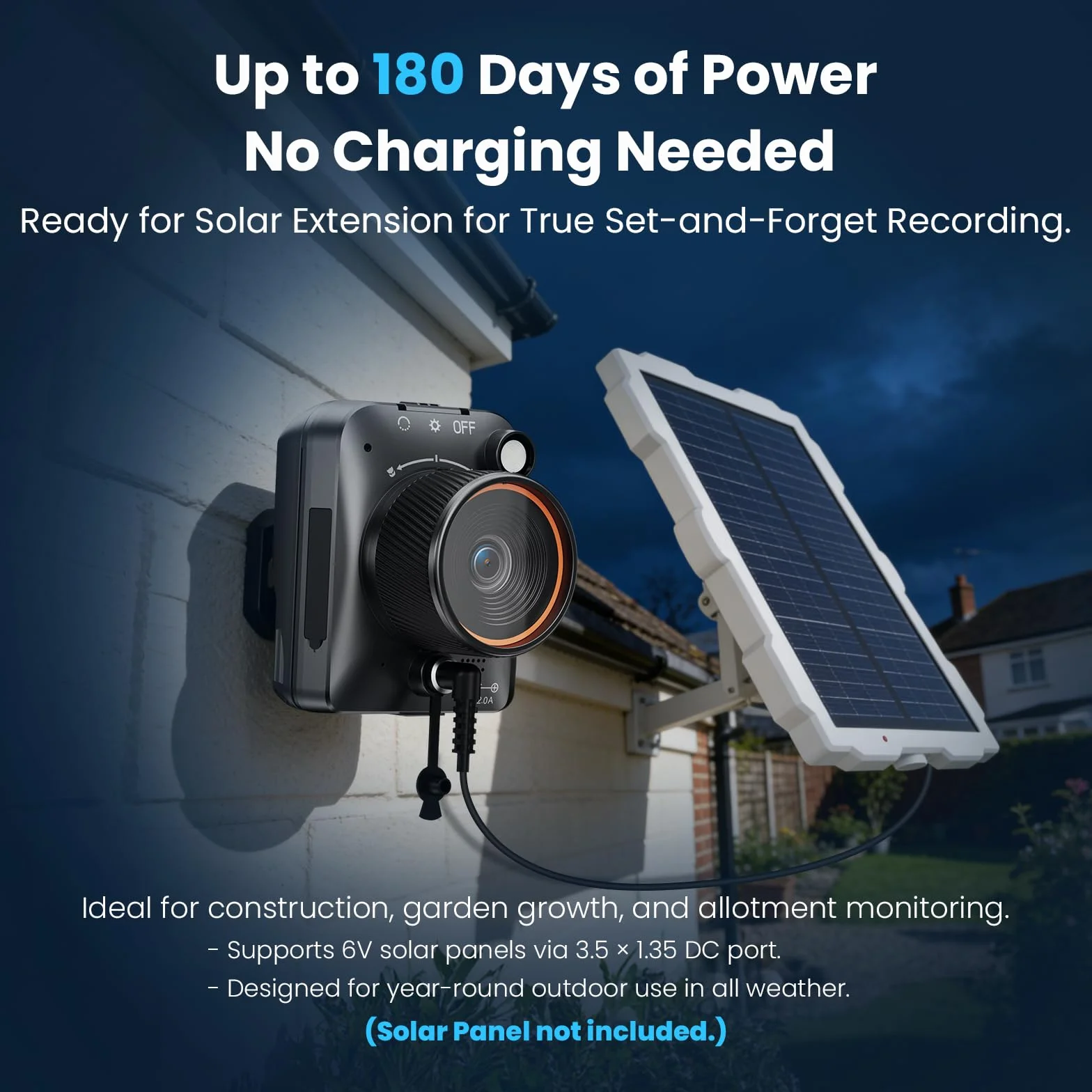 Zeitraffer Kamera 1296P 48MP Baustellenkamera, 6-Facher Digitalzoom 180 Tage Aufnahme Timelapse Camera mit LED-Licht, Time Lapse Kamera für Baustellen, Gartenarbeit, Pflanzen, Kochen (64GB-Karte)