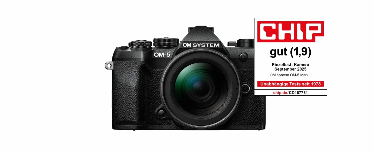 OM SYSTEM OM-5 Mark II Micro Four Thirds Systemkamera, 20 MP Live MOS-Sensor, 5-Achsen-Bildstabilisierung, IP53-Wetterschutz, Handheld HighRes Shot 50 MP, Schwarz