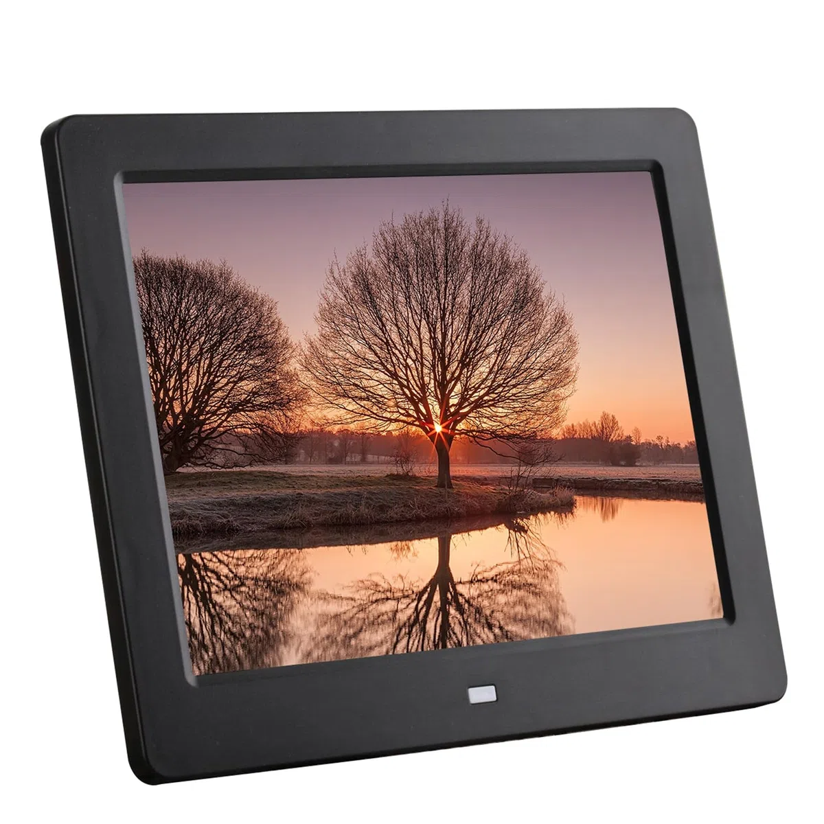 8 Zoll 4:3 quadratischer digitaler Bilderrahmen mit Anzeige von Fotos, Musik, Video-Player, Kalender, automatischem EIN-/Aus-Timer (Color : Black)