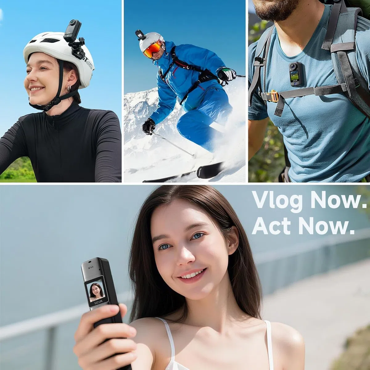 SJCAM C300 Pocket Vlog Kamera Action Cam 4K,7-Stunden Akkulaufzeit, 6-Achsen-Stabilisierung,Dual-Touchscreen-Körperkamera, 30 Meter wasserdicht, für Vlogging Camera YouTube-Live-Streaming