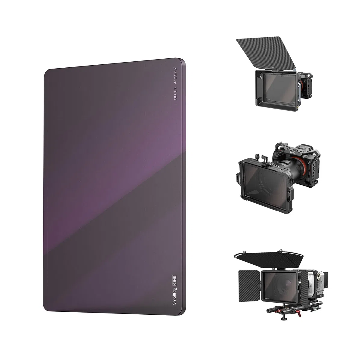 SMALLRIG 4 x 5,65" ND 1,8 (6 Stop) Filter, quadratischer Neutraldichtefilter, 4 mm Dickes, mehrschichtig beschichtetes optisches B270-Glas, 1,56% Lichtdurchlässigkeit für Außenaufnahmen – 4227