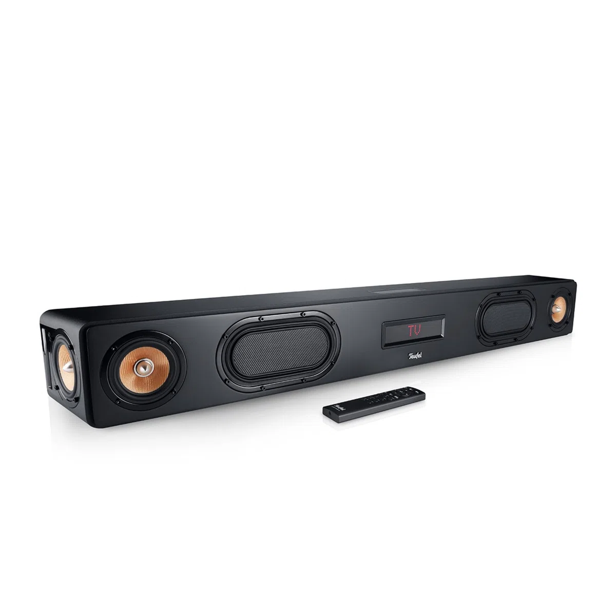Teufel CINEBAR Ultima Soundbar 380 Watt, Eingebauter XXL-Subwoofer, Dynamore Ultra, Dolby Audio, Bluetooth aptX, Bassrefex, HDMI 3D ARC CEC, Schwarz
