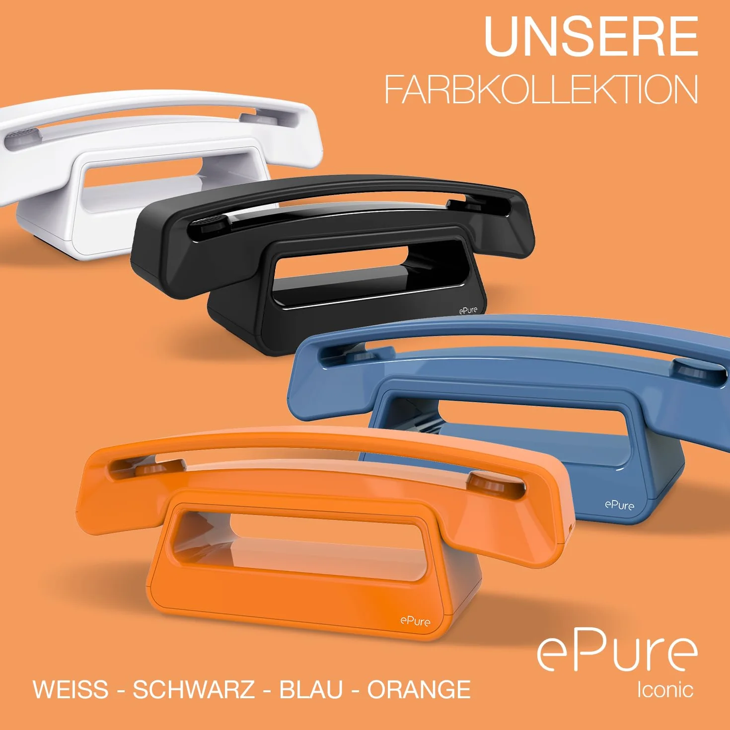 ALCATEL ePure Iconic - Schnurloses Festnetztelefon DECT - Vintage-Design - Großes, hochauflösendes Grafikdisplay - Freisprechfunktion - Anrufblockierungsfunktion - Orange
