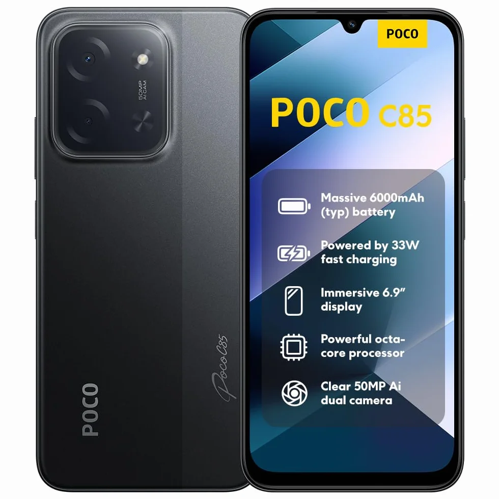 XIAOMI Poco C85 Smartphone 8+256GB Android 6,9" 120Hz Display MediaTek Helio G81-Ultra 50MP Kamera 6000mAh Schwarz