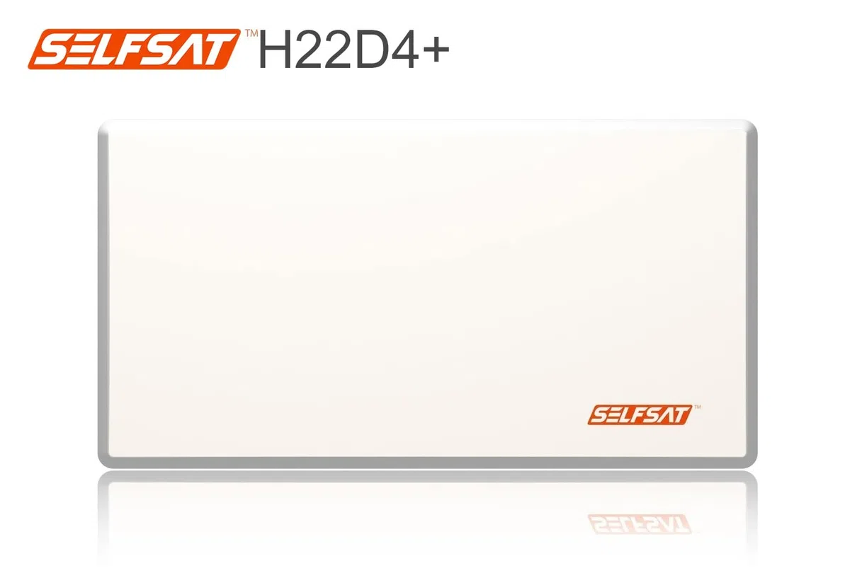 Selfsat H22D4+ 4 TV Teilnehmer SAT Flachantenne Flat +Profi Fensterdurchführung Full HD