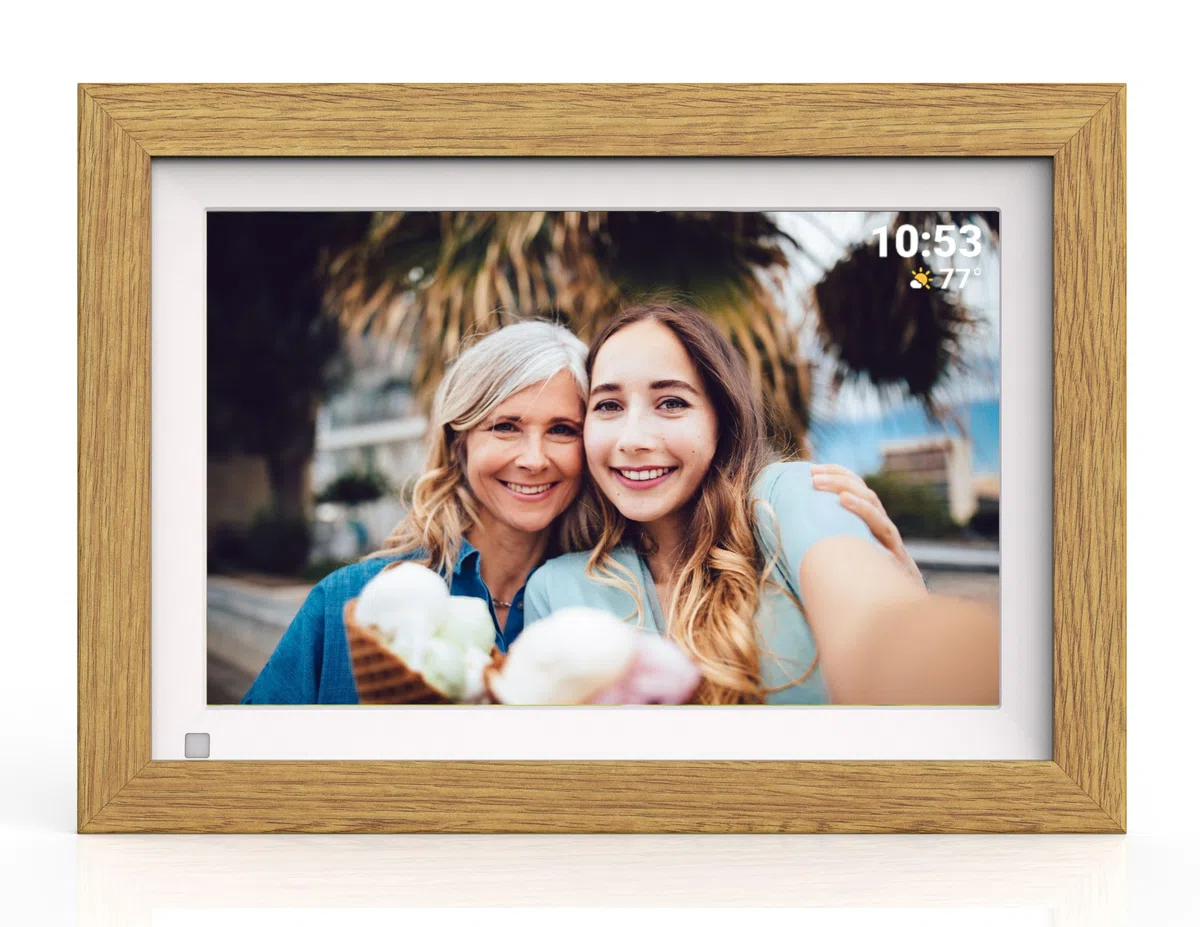 Cytem Digitaler Bilderrahmen 10.1 Zoll WLAN Frameo 32GB Speicher IPS-Touchscreen 1280x800 Holzoptik MDF