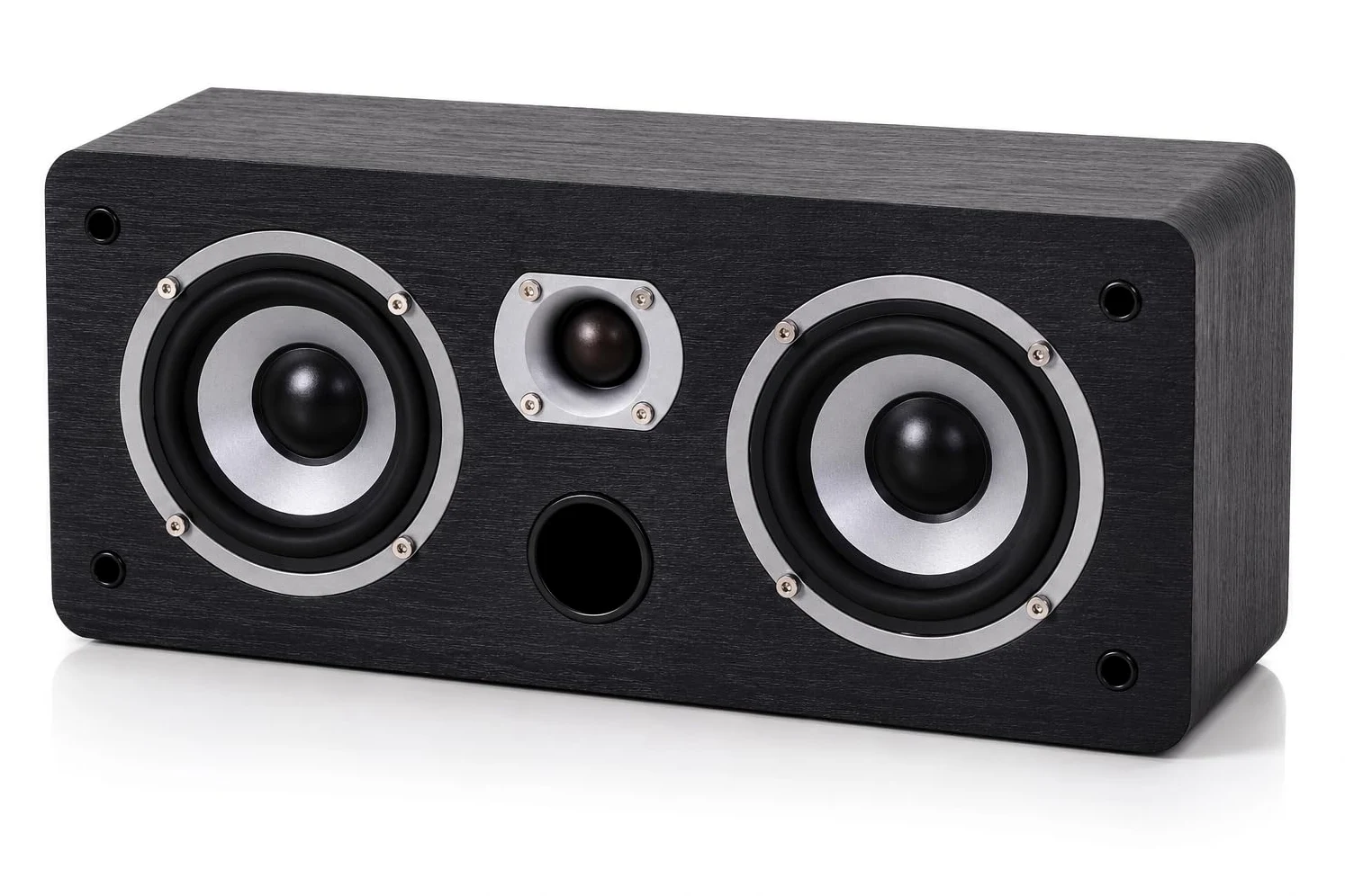 Dynavoice Magic CR-4 Schwarz Matt – Center Lautsprecher Passiv 2-Wege, 2x4 Woofer + 1" Tweeter, Nur 11 cm Tief, Front Bassreflex, für Heimkino.