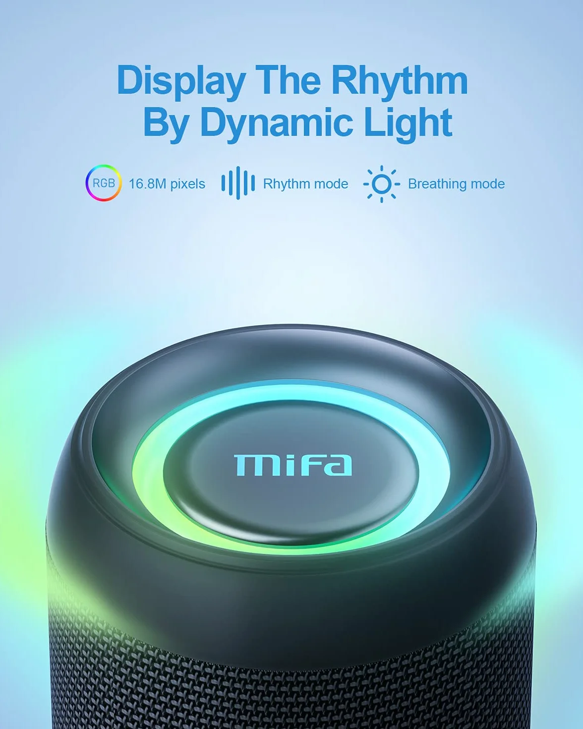 MIFA A90 Bluetooth Lautsprecher 60W kabellos IPX7 wasserdicht RGB-LED-Licht 30 Stunden Akku, USB/Micro SD-Karte/AUX-in Wiedergabe True Wireless Stereo mit Schutzhülle/tragbarem Trageriemen