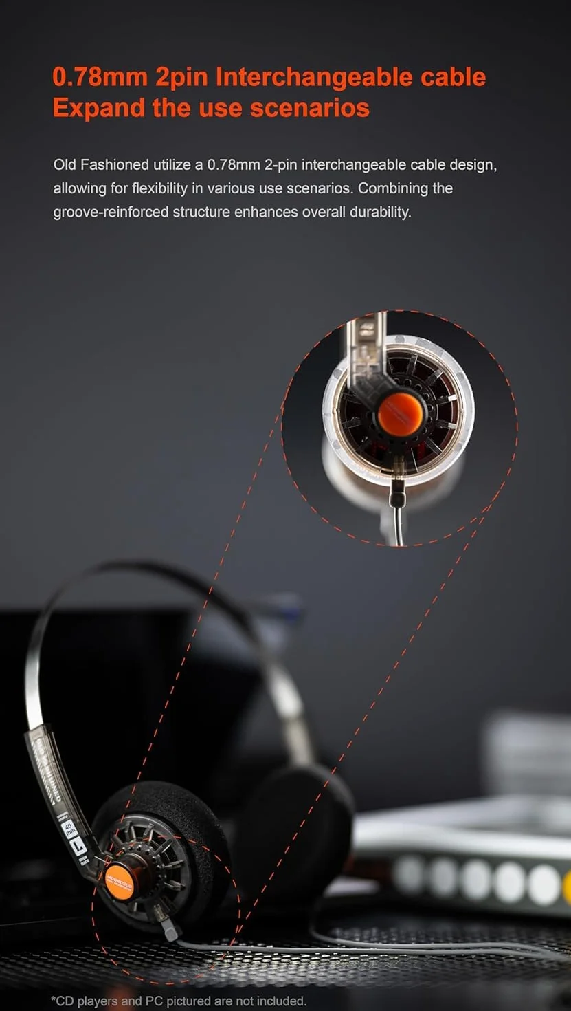 Moondrop Old Fashioned 40 mm On-Ear-Kopfhörer offener Rücken 0,78 mm 2-polig 4,4 mm Klinke