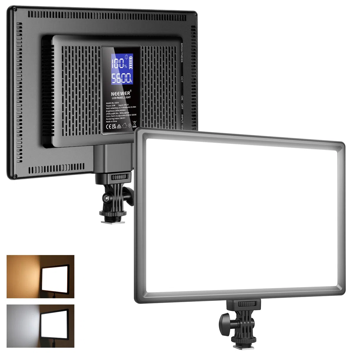 NEEWER 192 LED Panel Videolicht, 20W Ultra dünn Bi Farbe Dimmbar DSLR Kamera Soft Light, 8000mAh Eingebauter Lithium Akku, 3200-5600K CRI97+, Key Lighting für Studio Fotografie Aufnahme Streaming