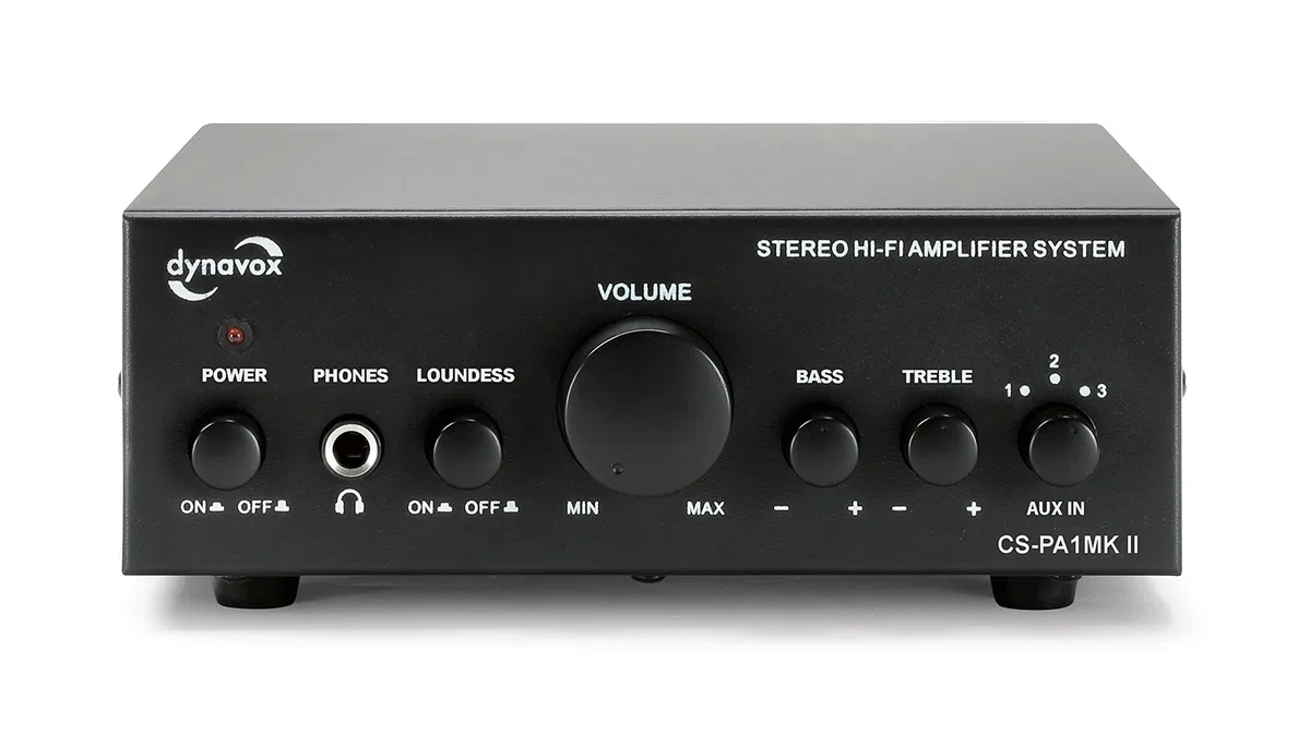Dynavox CS-PA1 MK II Mini Stereo-Verstärker, Klangregelung Bass Hochton, 3,5 mm Klinke Kopfhörer, schwarz