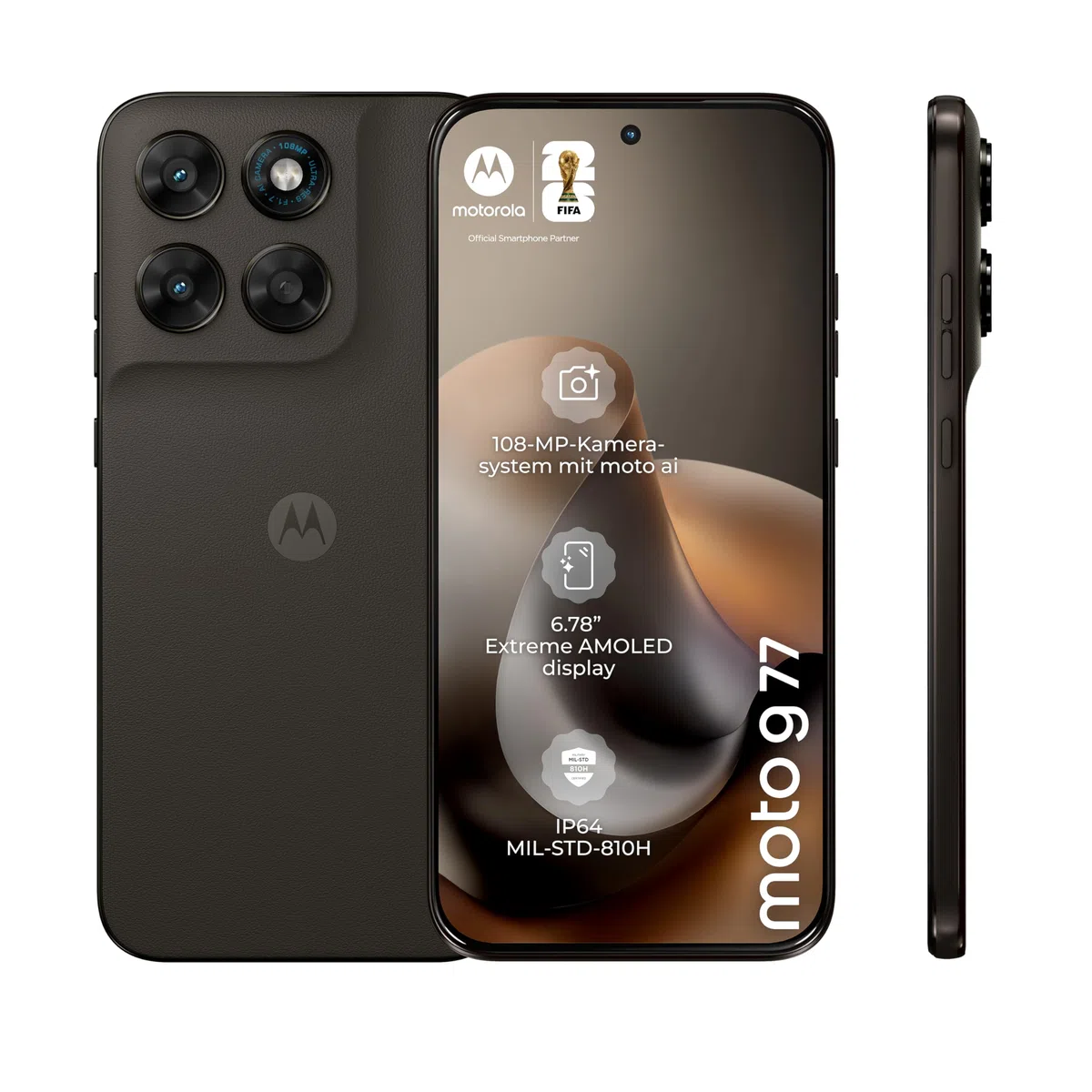 Motorola Moto g77 5G Smartphone 6,78" Super-HD-Display 108MP Kamera 8/256GB 5100 mAh Android 16 Pantone Black Olive