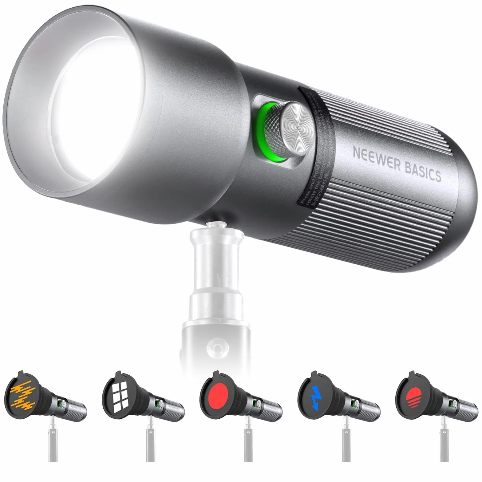NEEWER Basics Taschenlampe für Fotografie, FL10 RGB LED Spotlight, 10W 6300K gemustertes Umgebungslicht aus Aluminium, 7500mAh/4 Farben/20 GOBO Filter/CRI95+, USB Sunset Video Fülllicht für Fotostudio