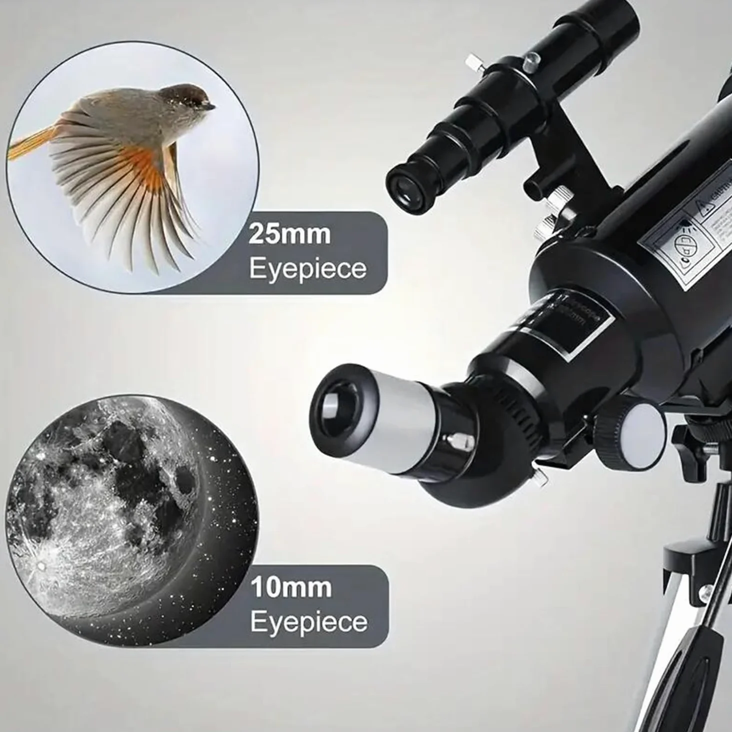 Teleskop 70mm Aperture 400mm Refraktor für Anfänger & Kinder, Tragbares Stativ, Astronomie Erwachsene Fernrohr (Schwarz)