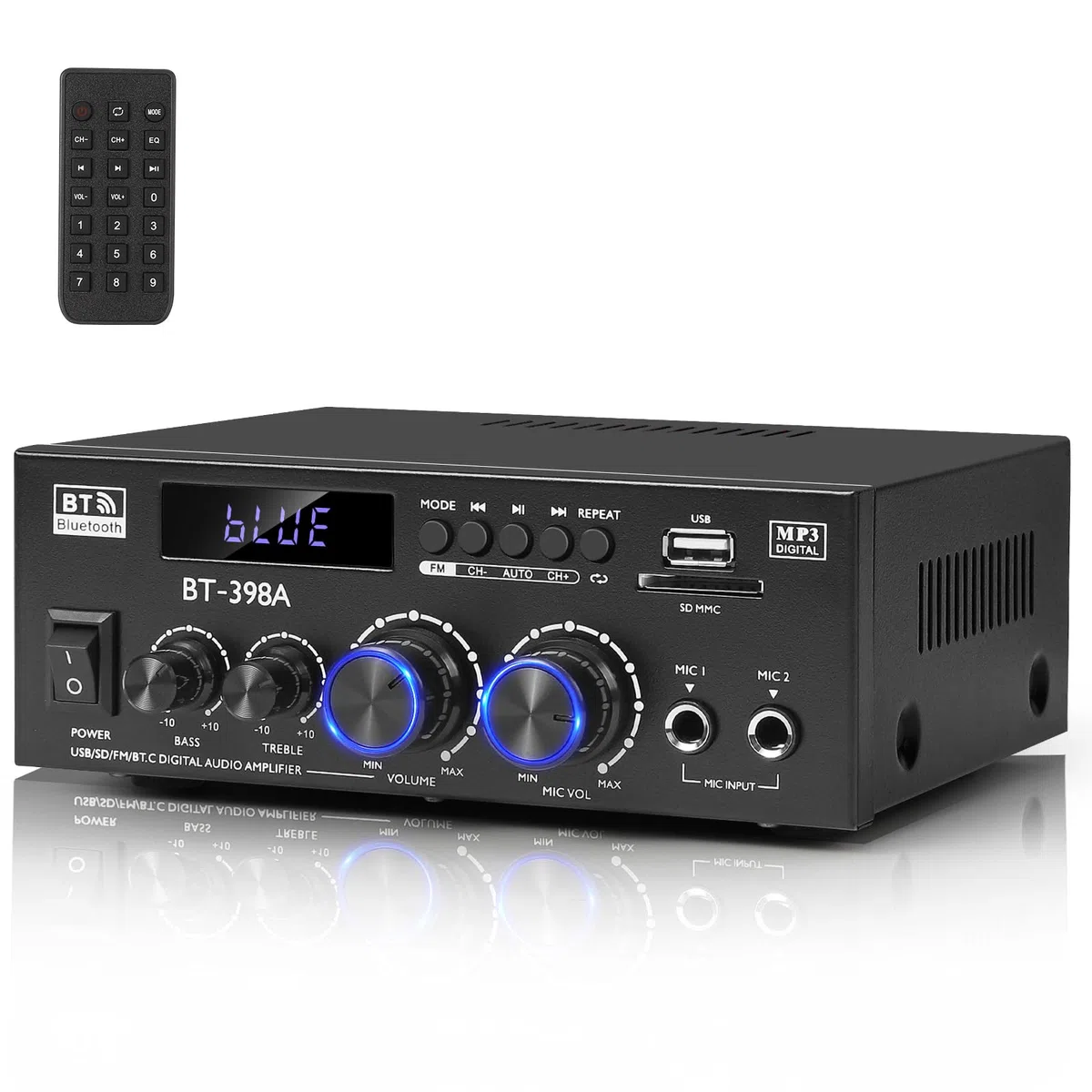 Romicta HiFi Stereo Verstärker 450Wx2 2-Kanal Mini Bluetooth Verstärker UKW-Radio USB SD optisch koaxial