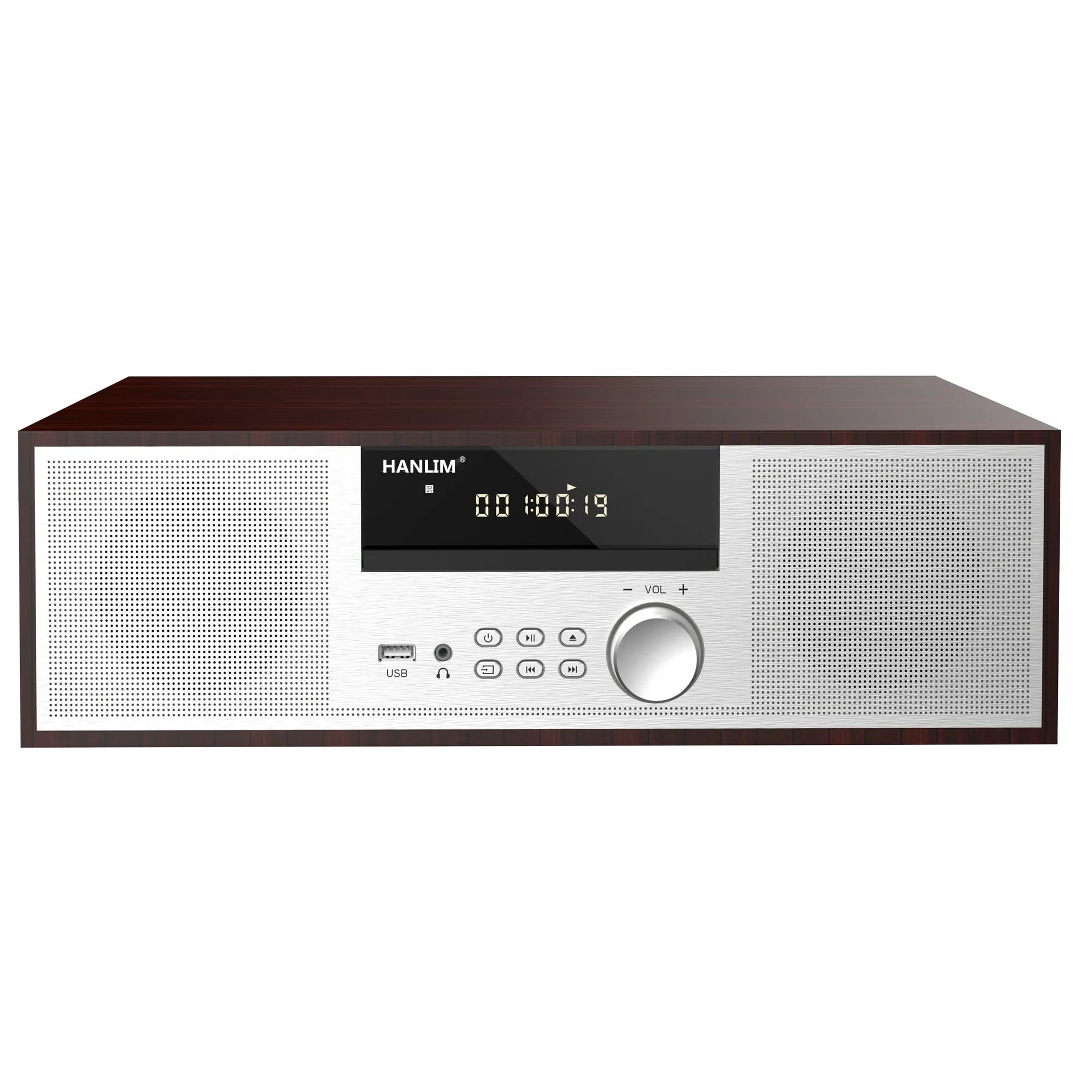 Jahrgang Micro HiFi-System CD-Stereoanlage Mini-Komponente 40W RMS CD-Player UKW/Bluetooth-kompatibel/USB/AUX/Fernbedienung/Kopfhörerbuchse Kompatibel mit hochauflösender Klangquelle,Silber,hölzern