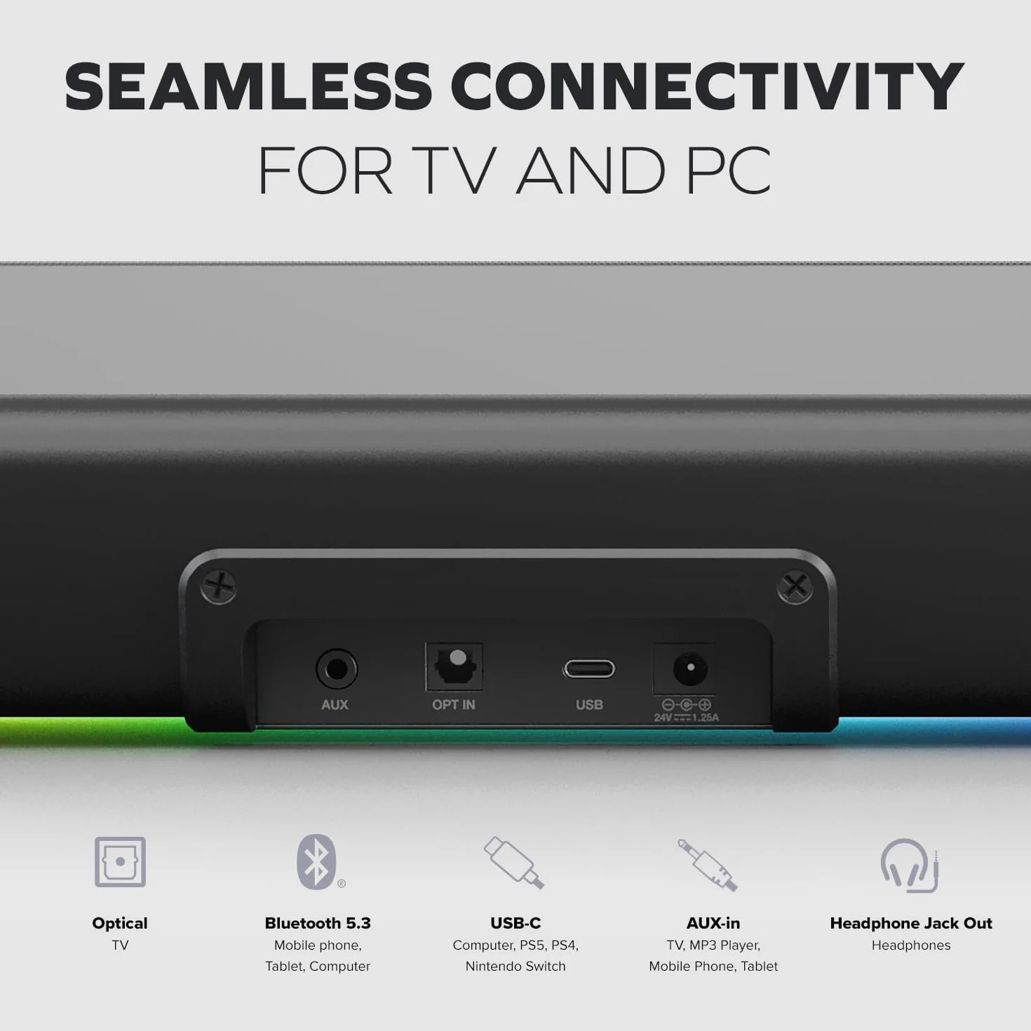 CREATIVE Sound Blaster GS5 RGB Gaming Soundbar Bluetooth 5.3 Schwarz