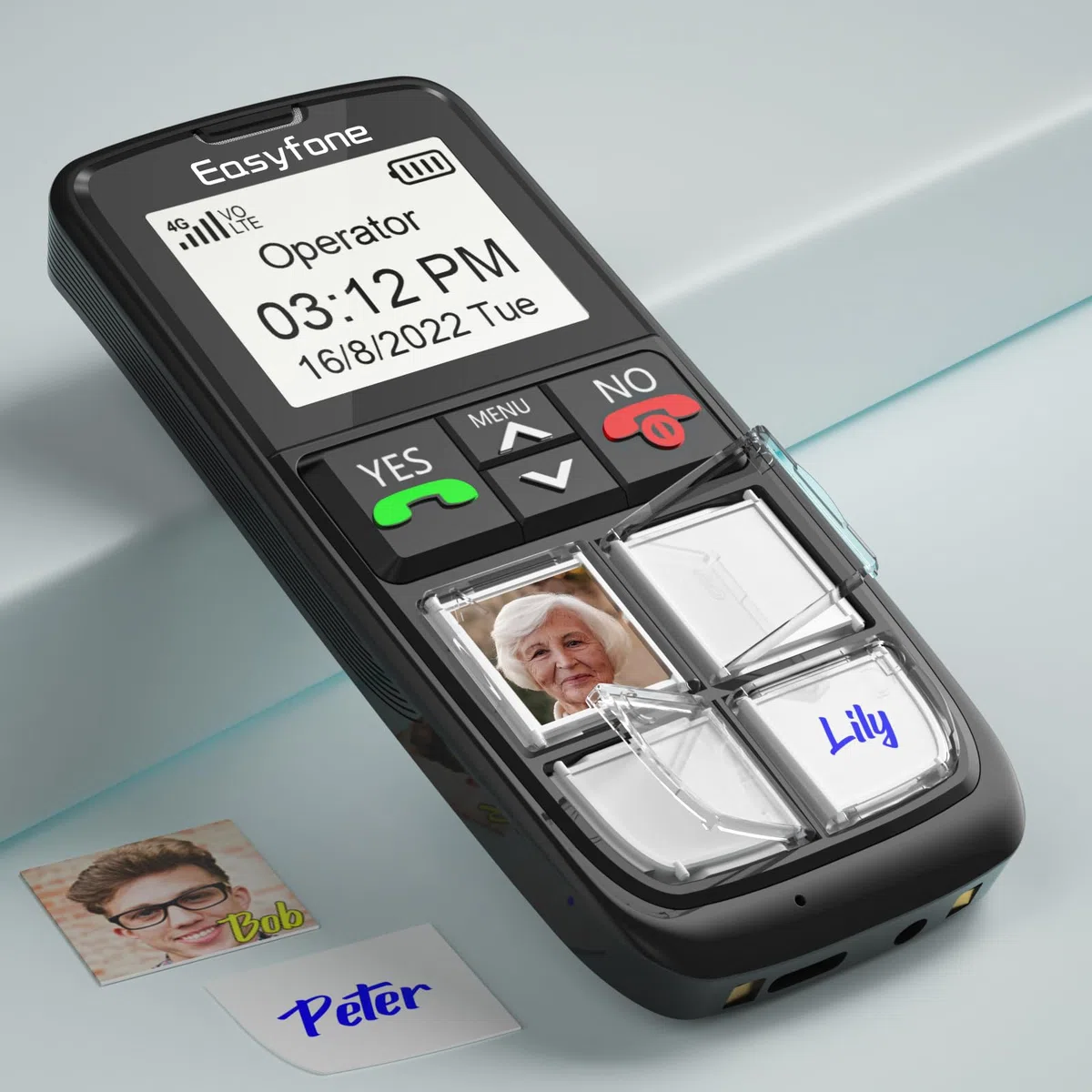 Easyfone T6 4G Seniorenhandy mit Große Bildtasten Mobiltelefon für Senioren ohne vertrag mit Notruftaste und Ladestation (Schwarz)