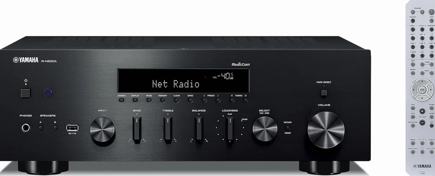 Yamaha R-N600A Network Receiver - schwarz - modernste ToP-Art-Struktur und Pure Direct-Modus - MusicCast - Sabre ES9010K2M 384 kHz, 32-Bit-DAC