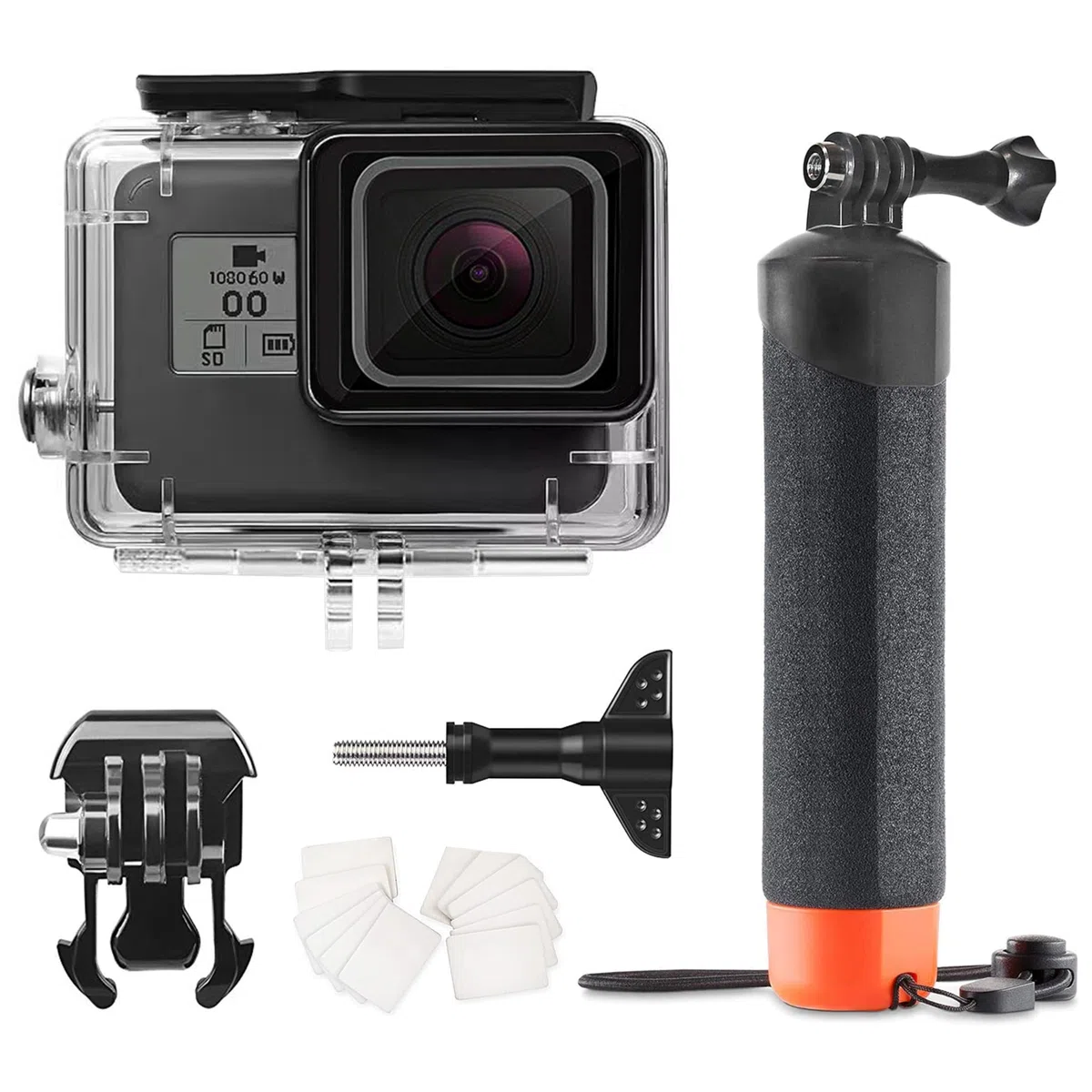 FitStill 60M/196FT Wasserdichtes Unterwassergehäuse mit 3 Tauchfiltern und Schwimmendem Griff, geeignet für Go Pro Hero 7/6/5/2018 Black Zubehör Tauchset