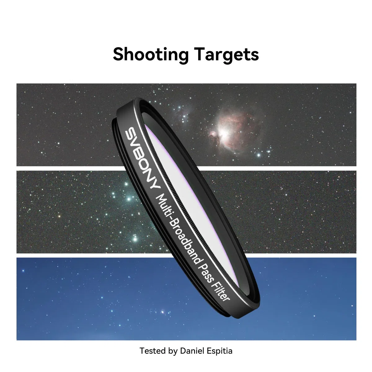 Svbony SV260 Teleskopfilter, 2'' Multi-Bandpassfilter, Grenzwerttiefe OD4, Lichtverschmutzungsfilter, Teleskopzubehör Für Galaxien Emissionsnebel Reflexionsnebel Vorstädtisches Astrofotografie
