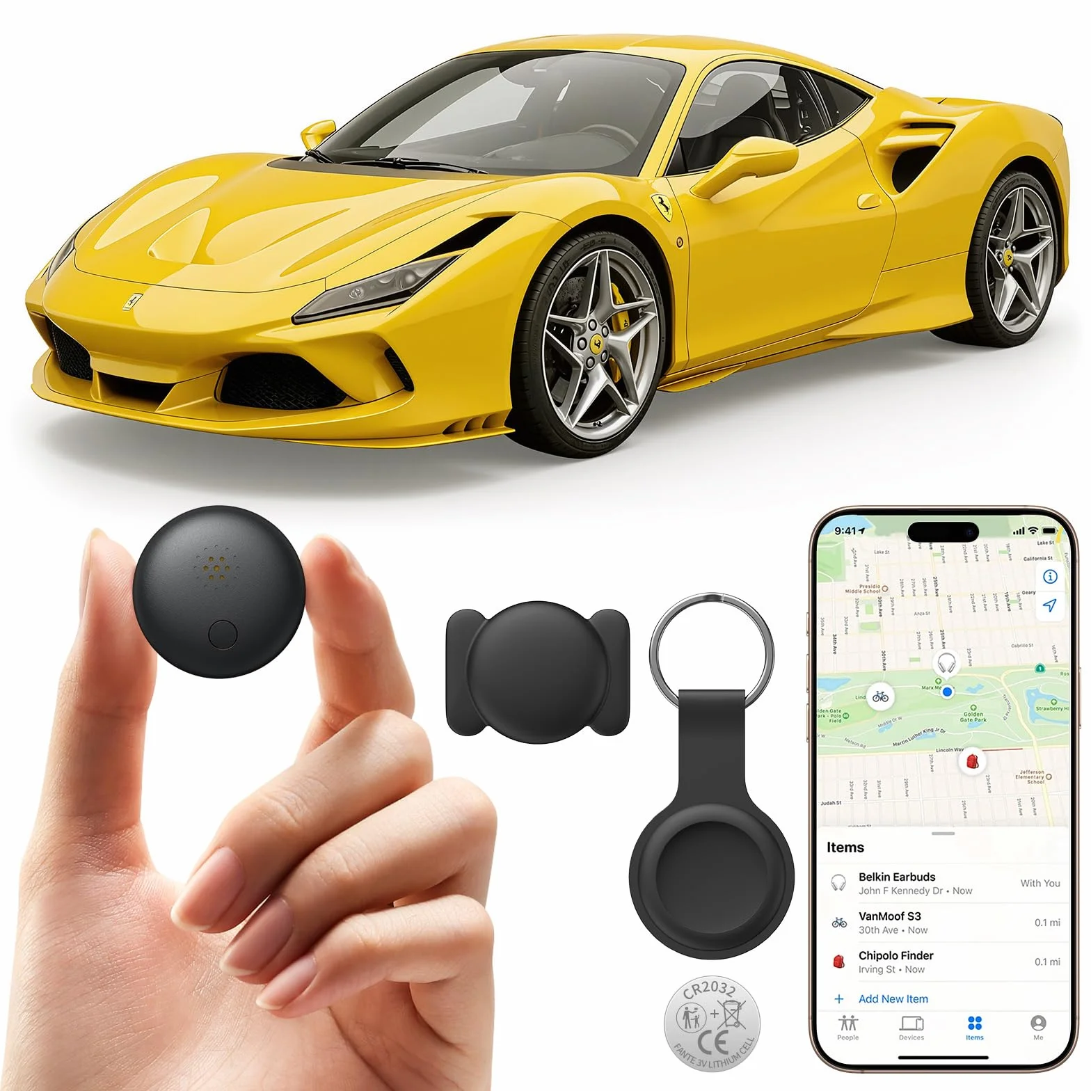 GPS Tracker – Mini Echtzeit-Ortungsgerät ohne monatliche Kosten | Für Auto, Kinder, Hunde & Katzen | Magnetisch & Unauffällig | Kompatibel mit iOS (Nur iOS)