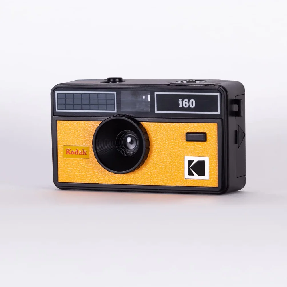 Kodak i60 Wiederverwendbare 35-mm-Filmkamera – Retro-Stil, fokussierfrei, integrierter Blitz, Drücken und Pop-Up-Blitz (gelb)