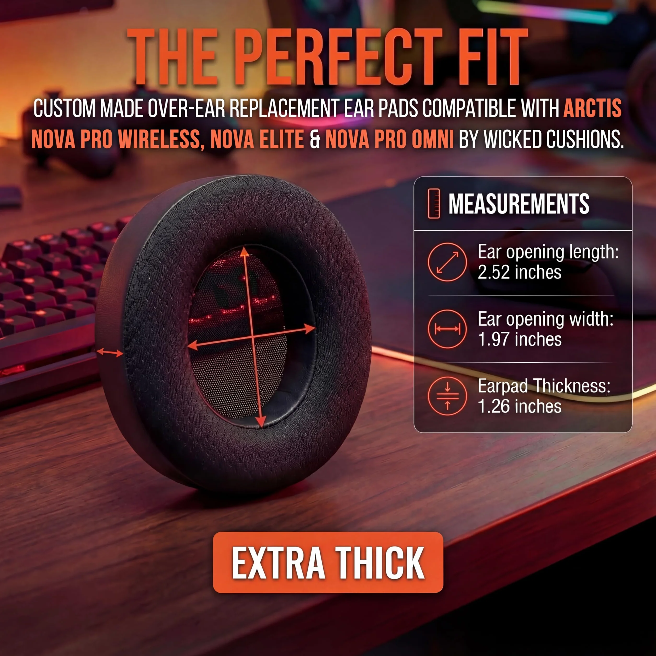WC Freeze Nova Pro Wireless – Kühlende Gel-Ohrpolster für Arctis Nova Pro Wireless, Nova Elite & Nova Pro Omni (Passt Nicht auf andere Modelle), von Wicked Cushions | Black