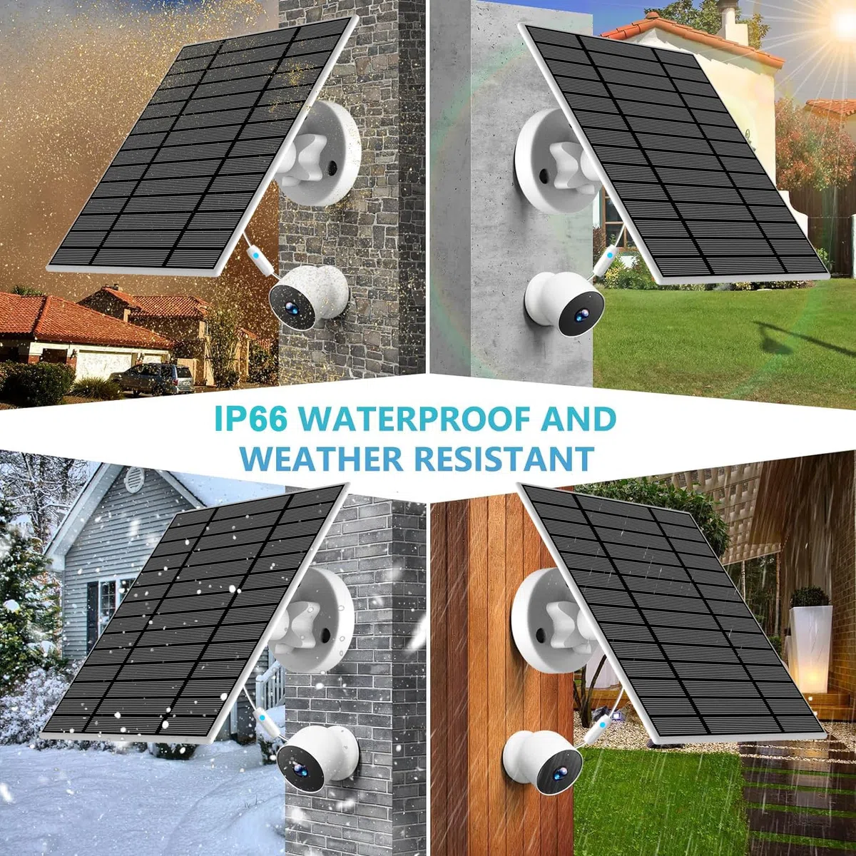 2 Stück, verbessert, mit Ladewarnung, Atemlicht. 6 W Solarpanel, kompatibel mit Google Nest-Kamera für den Innen- und Außenbereich und 2. Generation (Akku-Version), einfache Installation, IP66, 4 m
