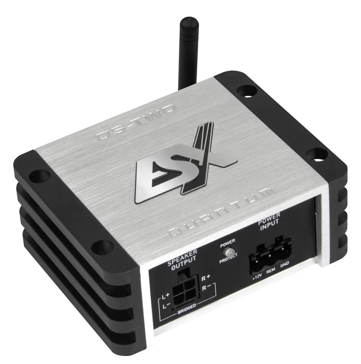 ESX QUANTUM QS-TWO-BT | 2-Kanal Class D Mini-Verstärker mit integriertem Bluetooth für Audiostreaming |190 W RMS | QUANTUM-SERIE