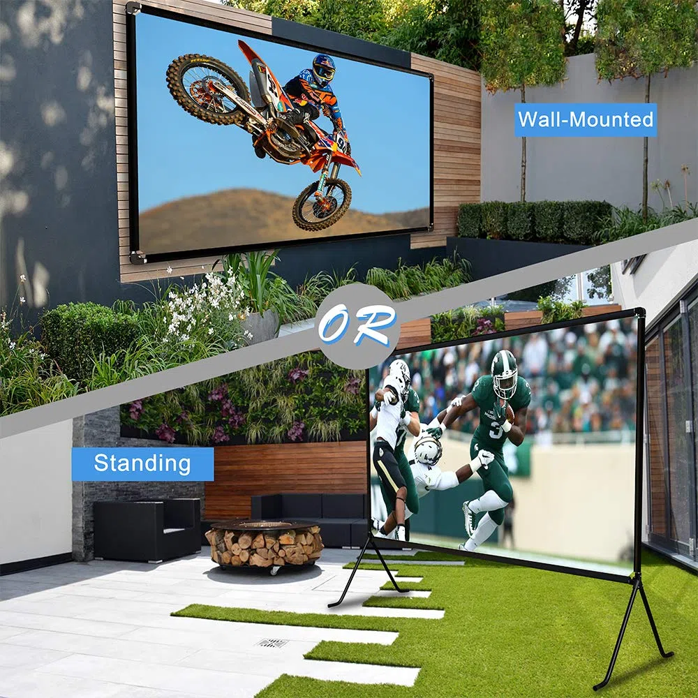Beamer leinwand(150 "), Projektion Leinwand mit Ständer 16: 9 HD Faltbare Innen- / Außenprojektion, Videoprojektionswand für Zuhause, Party, Büro, Klassenzimmer…