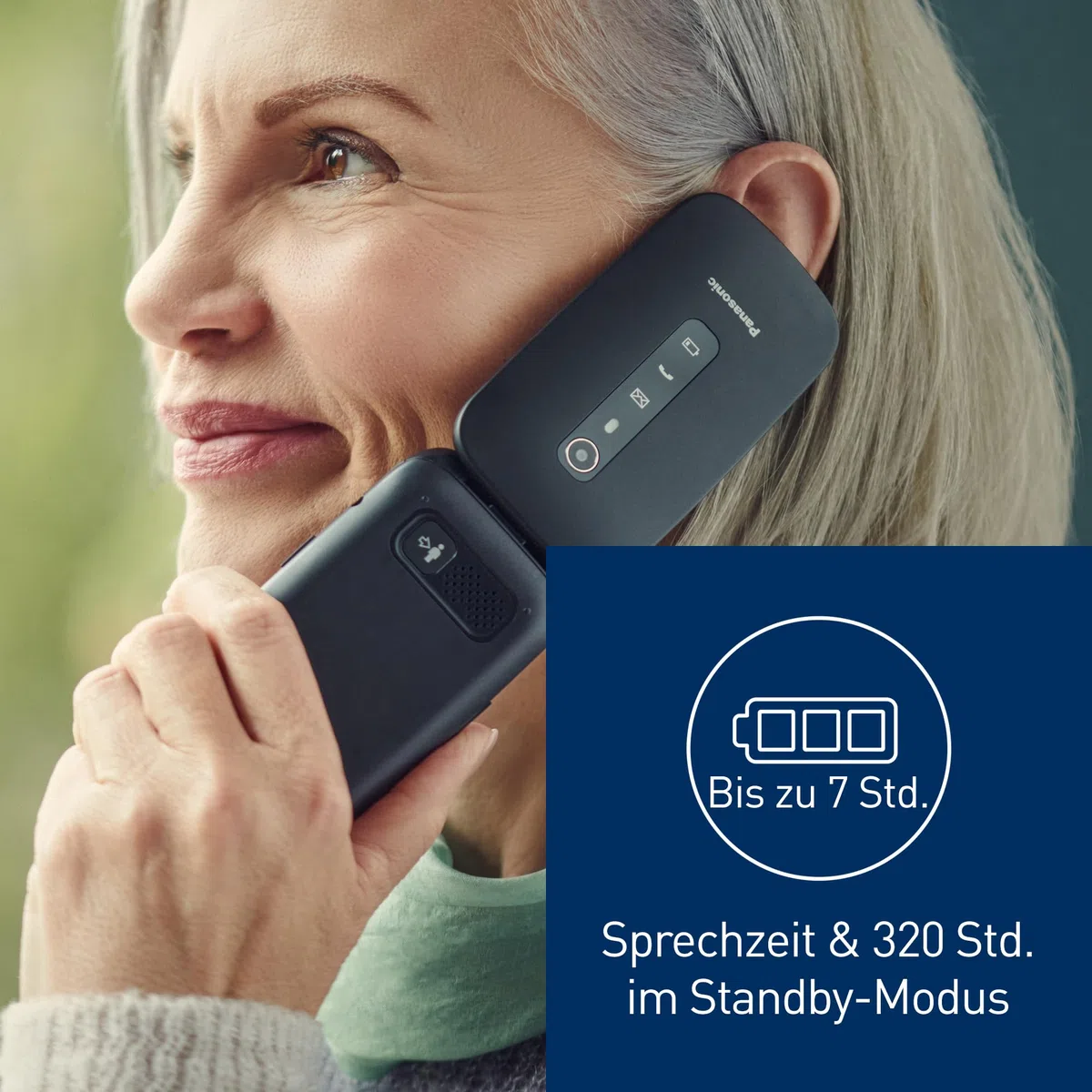 Panasonic KX-TU550EXB 4G Essentials Clamshell Mobile Phone for Seniors, 1.2 MP Camera, Large 2.8-inch Display, 300 Hours Standby Time, Black
