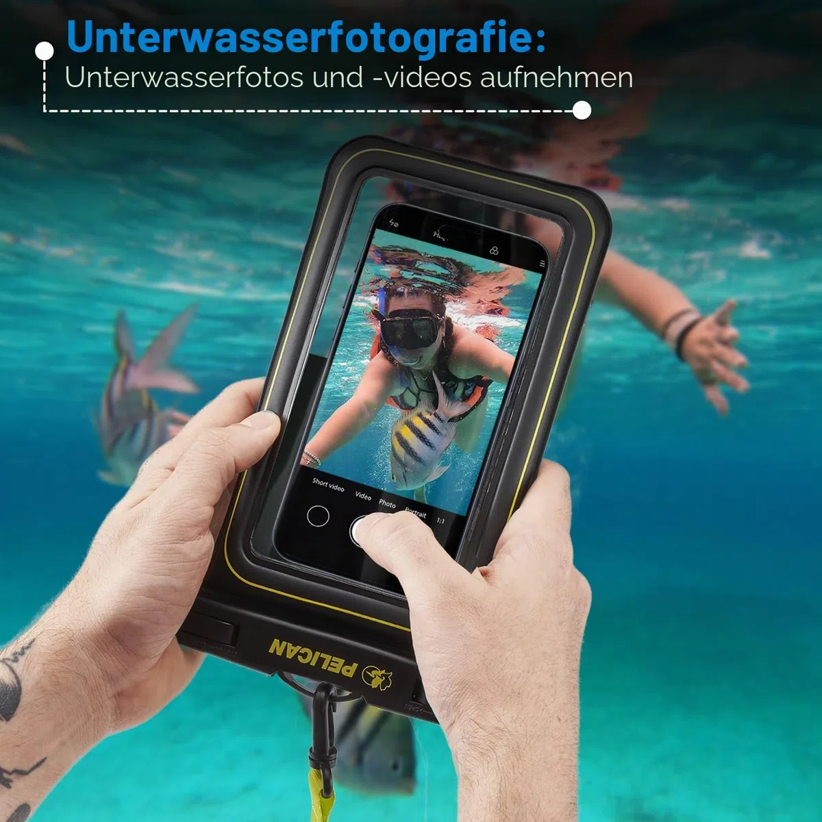 Pelican Marine IP68 wasserdichte Handyhülle XL-Größe schwimmend iPhone 15 Pro Max 14 Pro Max 13 Pro Max 12 S23 Ultra Pixel 8 abnehmbares Umhängeband