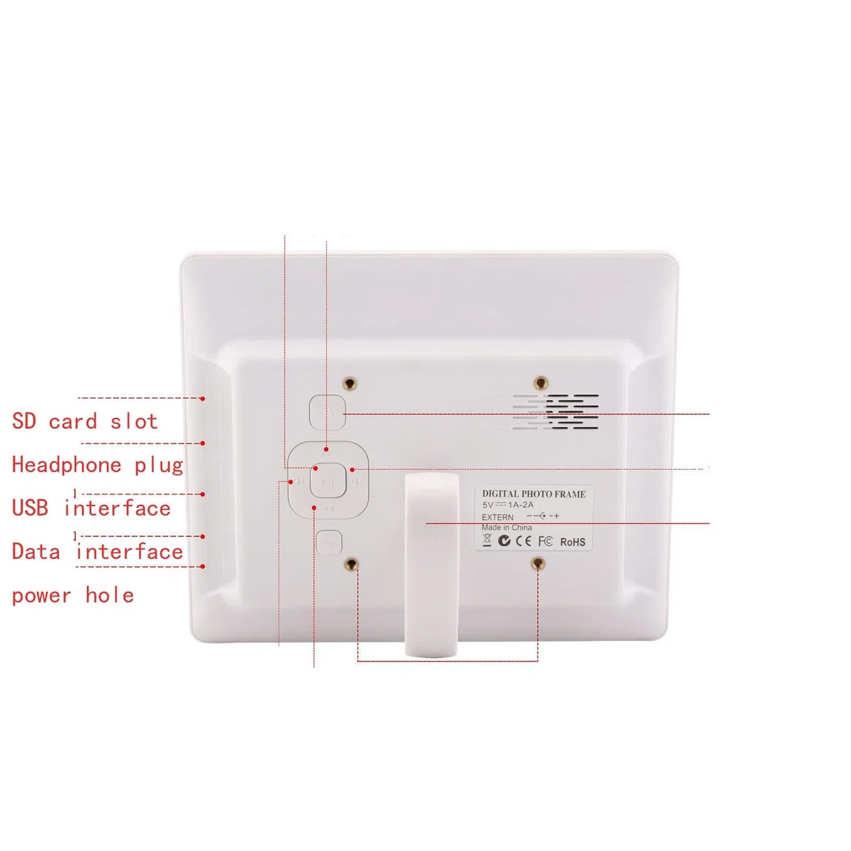 8 Zoll 4:3 quadratischer digitaler Bilderrahmen mit Anzeige von Fotos, Musik, Video-Player, Kalender, automatischem EIN-/Aus-Timer (Color : Black)