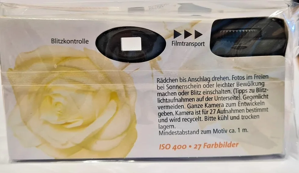 7 x PHOTO PORST Hochzeitskamera/Einwegkamera gelbe Hochzeitsrose (deutsche Bedienungsanleitung, mit Blitzlicht und Batterien, je 27 Fotos, ISO 400)