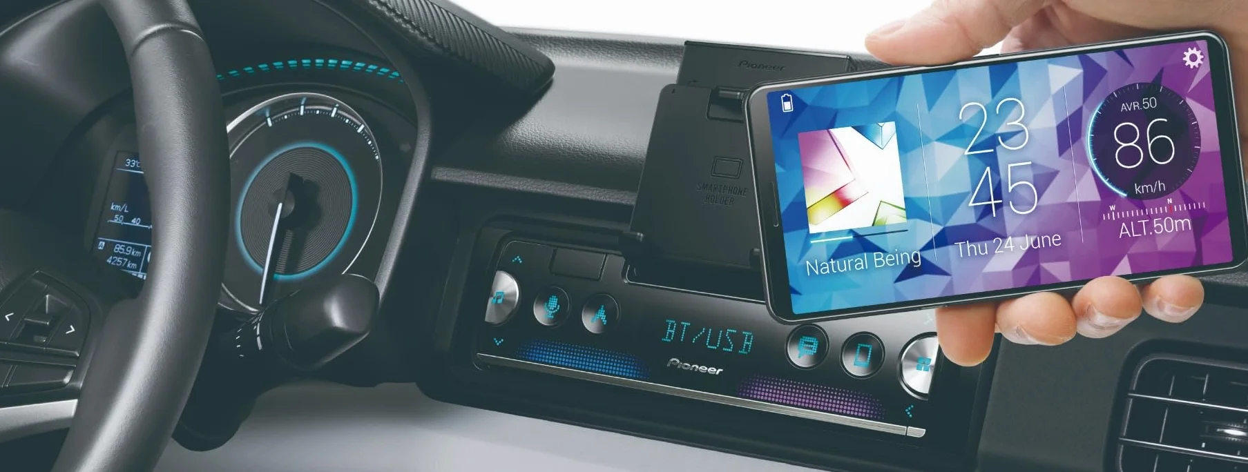 Pioneer SPH-20DAB, 1DIN Autoradio mit RDS und DAB + Bluetooth, USB für MP3, WMA, WAV, FLAC, Android-Unterstützung, iPhone-Steuerung, Smart Sync App