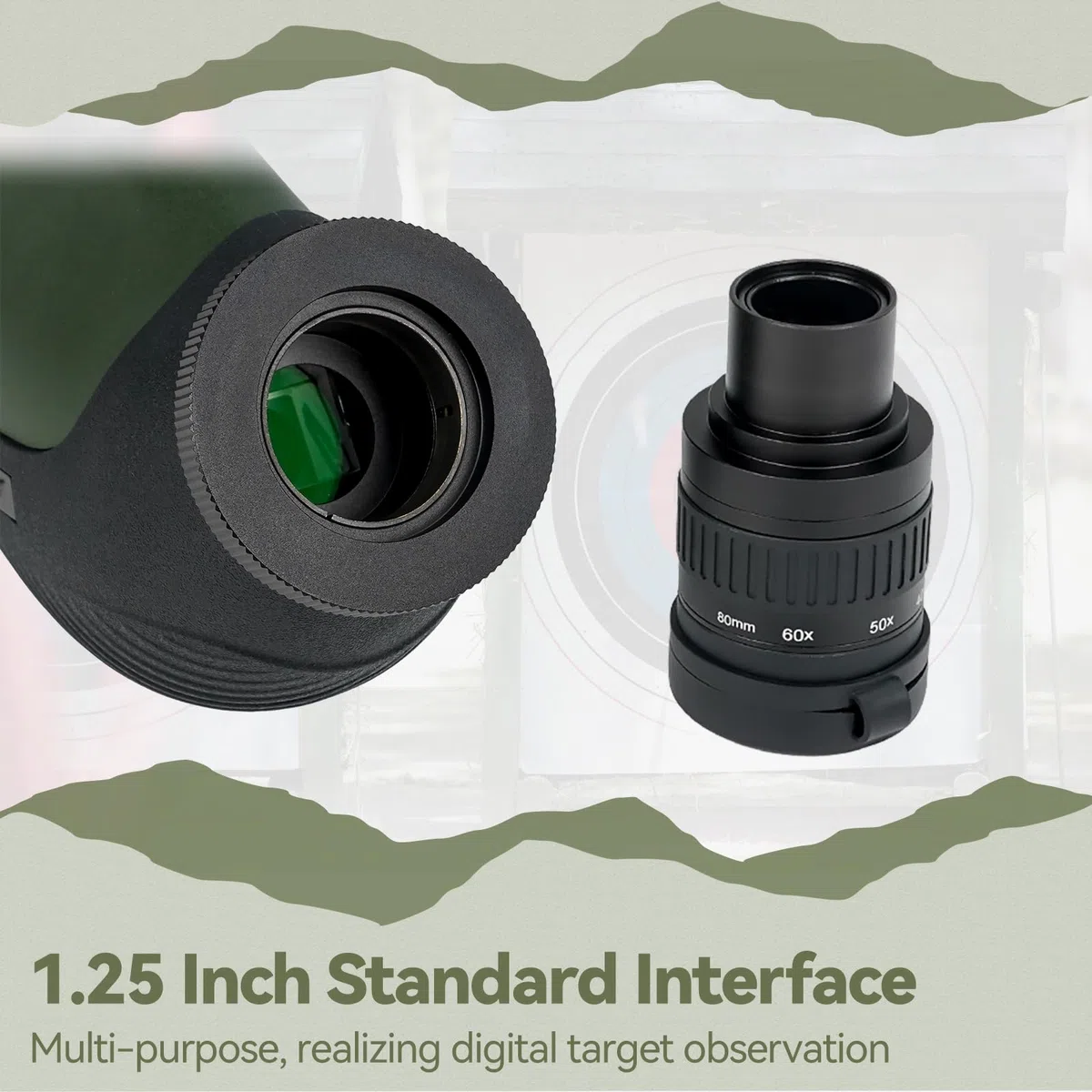 Svbony SA412 Spektiv 20-60x80mm HD FMC Spektiv mit 1,25 Zoll Okular Stativ Telefonadapter Fernbedienung