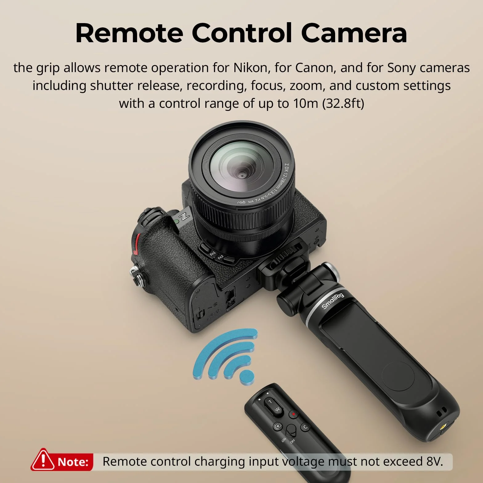 SMALLRIG SR-RG2 Multifunktionaler kabelloser Aufnahmegriff, Verstellbarer Selfie-Stick, ferngesteuerte Kamera, für Nikon, für Canon, für Sony, für Vlogging, Live-Streaming, tägliches Filmen – 4551