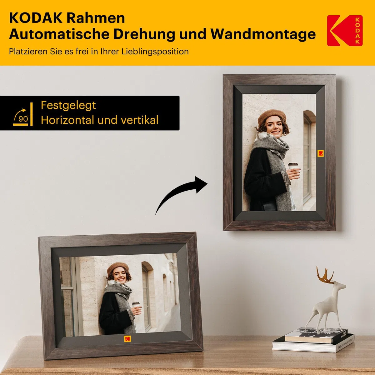 KODAK 10,1 Zoll WiFi Digitaler Bilderrahmen, 1280x800 HD IPS Touchscreen Smarter Bilderrahmen WLAN, 32GB Speicher, Automatische Rotation, Wandmontagefähig, Teilen Sie Fotos sofort von überall aus