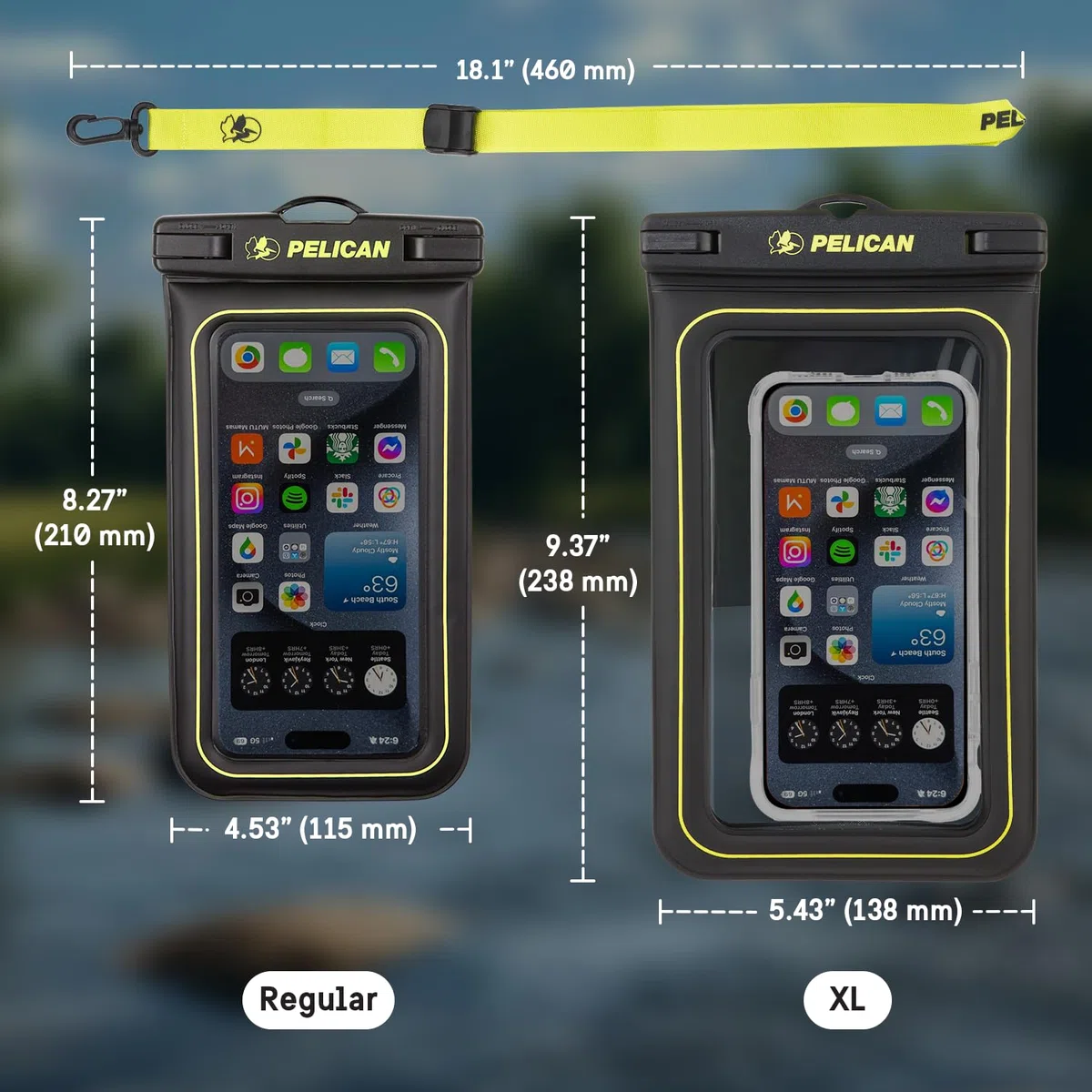 Pelican Marine IP68 wasserdichte Handyhülle XL-Größe schwimmend iPhone 15 Pro Max 14 Pro Max 13 Pro Max 12 S23 Ultra Pixel 8 abnehmbares Umhängeband