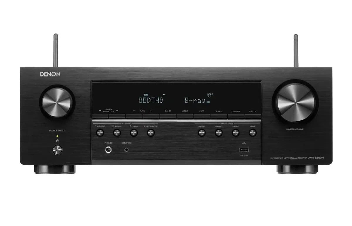 Denon AVR-S660H 5.2-Kanal AV-Receiver, 8K HDMI, Dolby Surround, Bluetooth, WLAN, AirPlay 2, HEOS, Schwarz