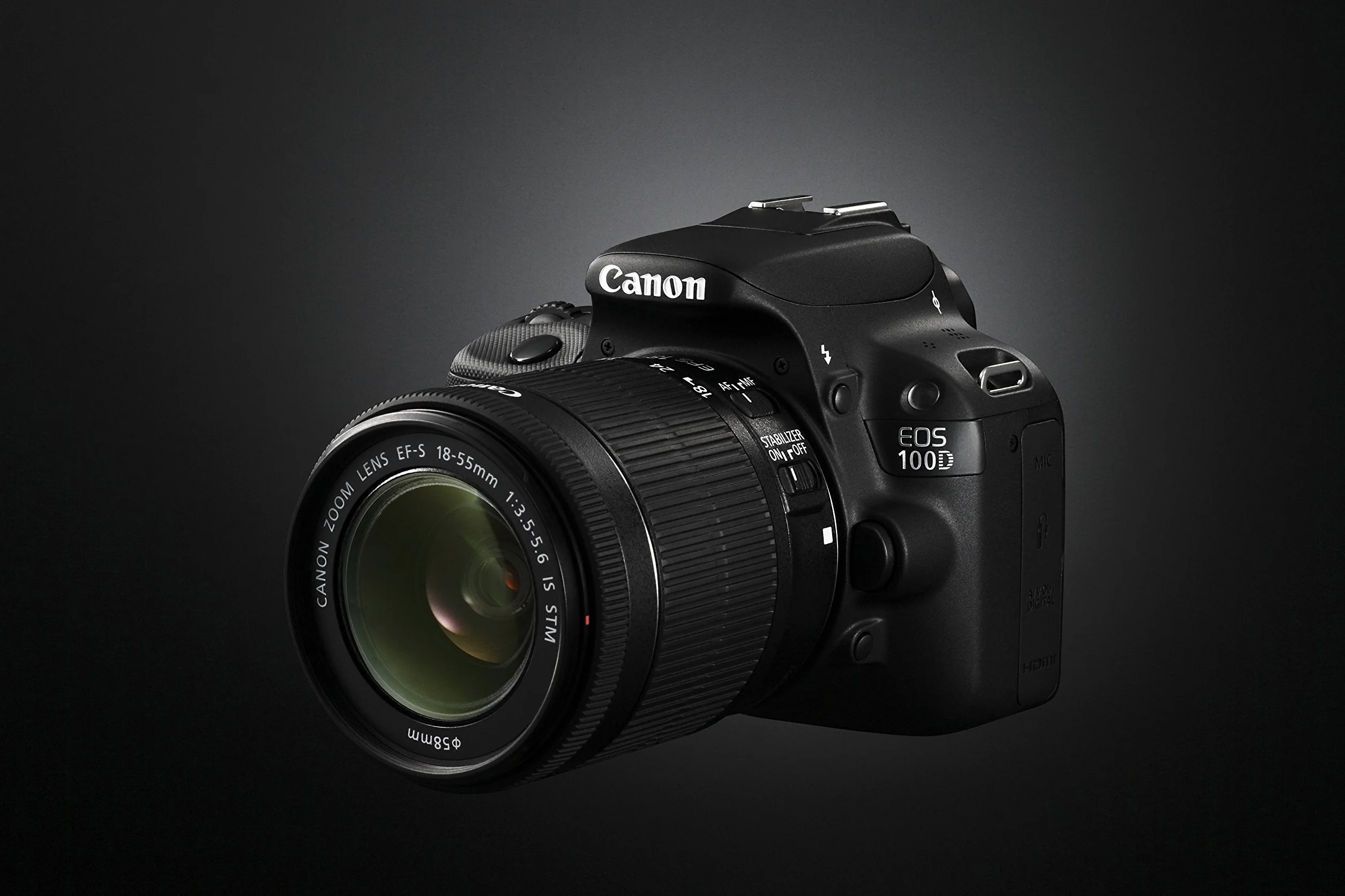 Canon EOS 100D DSLR-Kamera mit EF-S 18-55 mm III-Objektiv, 18 MP, CMOS-Sensor, 7,6 cm (3 Zoll) Touchscreen LCD, Schwarz