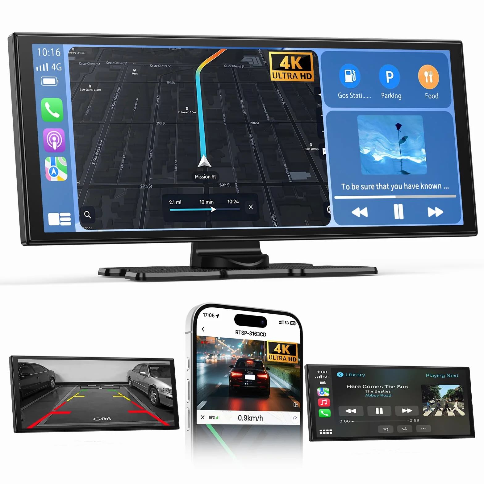 2026 Neuestes 11,5 Zoll Android Auto Display & Carplay Display: Buddy Display Car Play mit GPS Navigation 4K Dashcam Rückfahrkamera Bluetooth Sprachsteuerung IPS Touchscreen Mirror Link AUX FM 64G TF