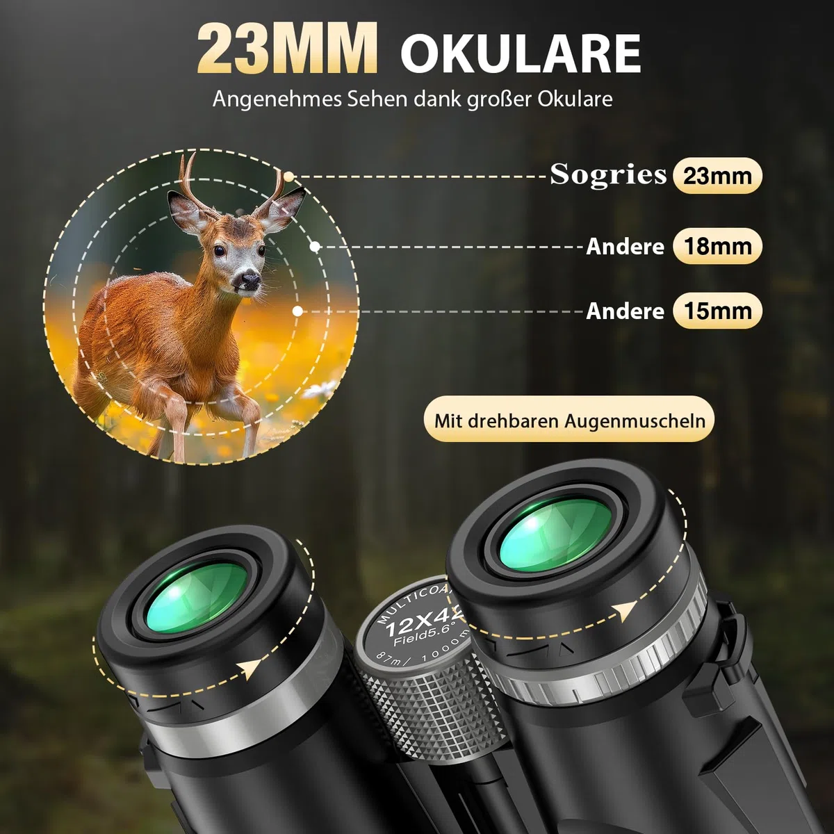 Sogries 12x42 Fernglas Erwachsene BAK4 FMC Prismen Stativ-Set Vogelbeobachtung
