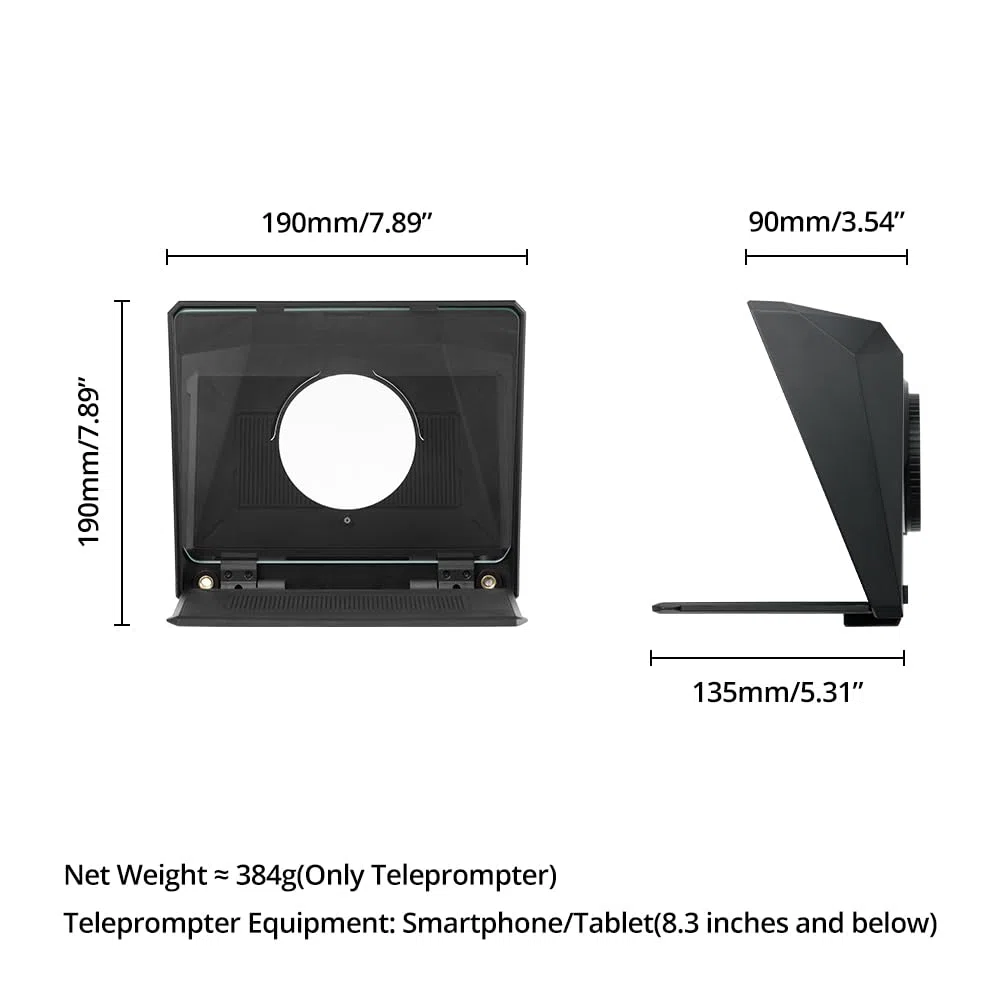 Ambitful T1 Pro Teleprompter für Handy mit Desktop-Stativ, schnell einzurichten, tragbares Teleprompter-Set mit Fernbedienung, unterstützt Smartphone/DSLR/Mini-Tablet (unter 8,3 Zoll), für YouTube