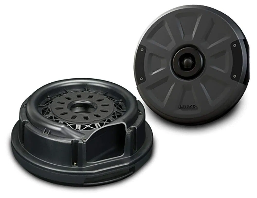EMPHASER EBS108A 20 cm Aktivsubwoofer 200 Watt Verstärker Bassreflexprinzip Einbau Reserverad Mulde