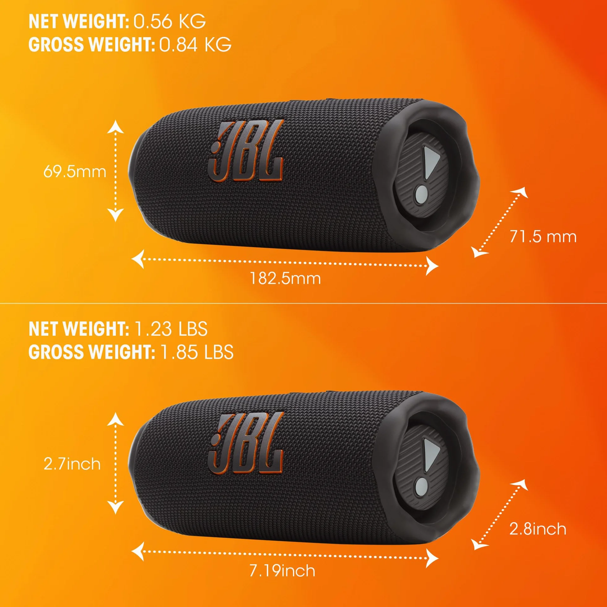 JBL Flip 7, kabelloser tragbarer Bluetooth-Lautsprecher, 16 Stunden Akkulaufzeit, IP68 wasserdicht, Staub- und stoßfest, JBL Pro Sound mit AI Boost, Auracast Multi-Speaker-Verbindung, Schwarz