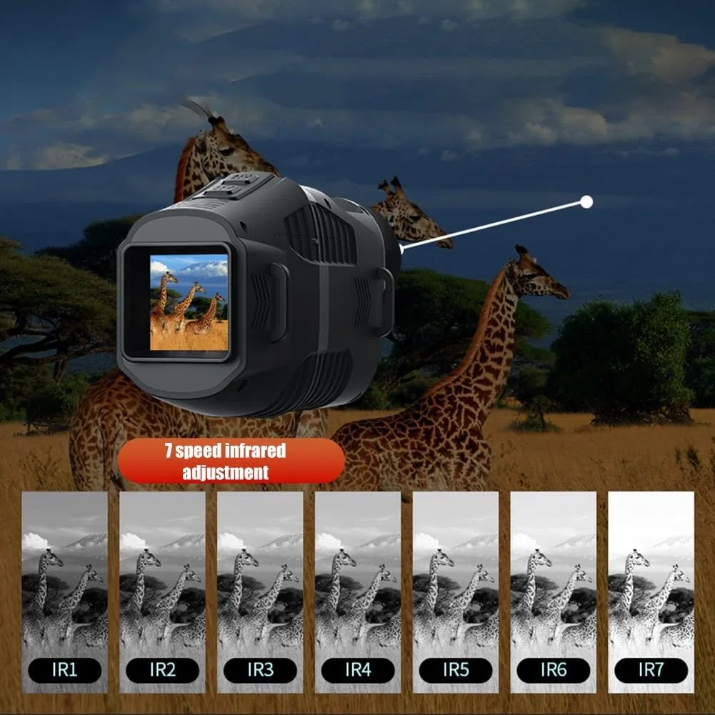 10x Zoom Monokular Teleskop Erwachsene, Monokular Infrarot Nachtsicht Kompakt Monokulare mit Kartenleser für Wildtiere Vogelbeobachtung Wandern Jagd Camping, Geschenke für Männer, 120x150x60mm