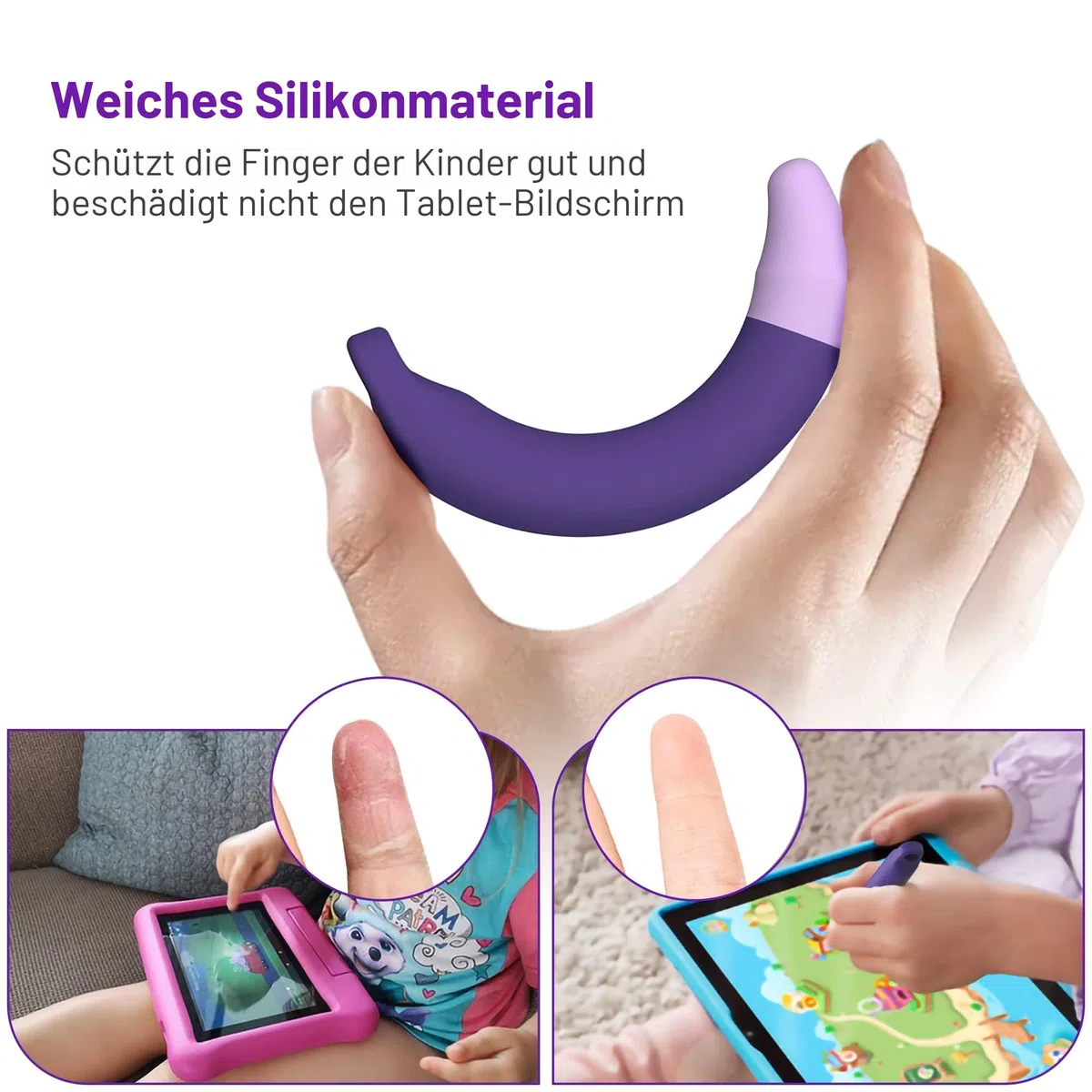 Kinderfreundliche Stylus-Stifte für Touchscreens, 2 Stück, Violett-Blauer Eingabestift, Universeller Kapazitiver Stift, Kompatibel Mit Kindle, iPad, iPhone